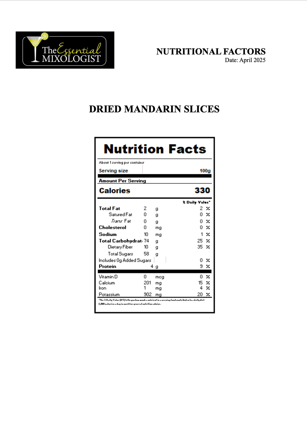 Dehydrated Mandarin Orange Slices