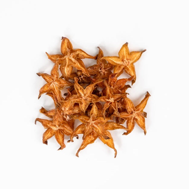 Exotic dried starfruit slices for tropical cocktails and premium garnish applications