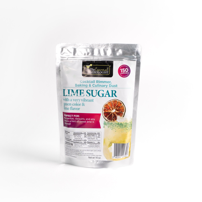 Lime sugar cocktail rimmer in resealable pouch for margaritas and cocktails