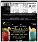 Sugar cane swizzle stick retail pack with nutritional information