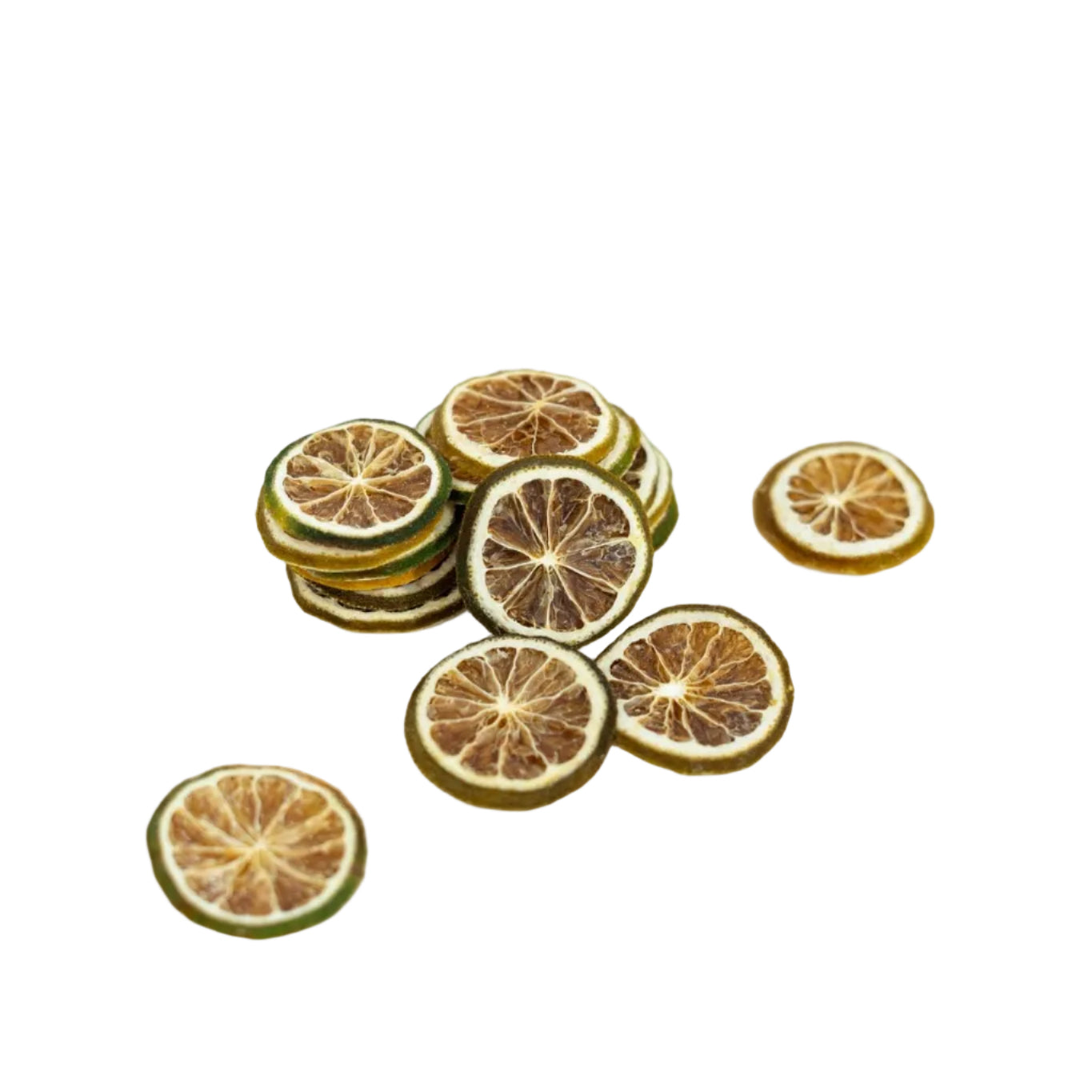Dehydrated baby Mayan lime slices for cocktails and beverage garnishes
